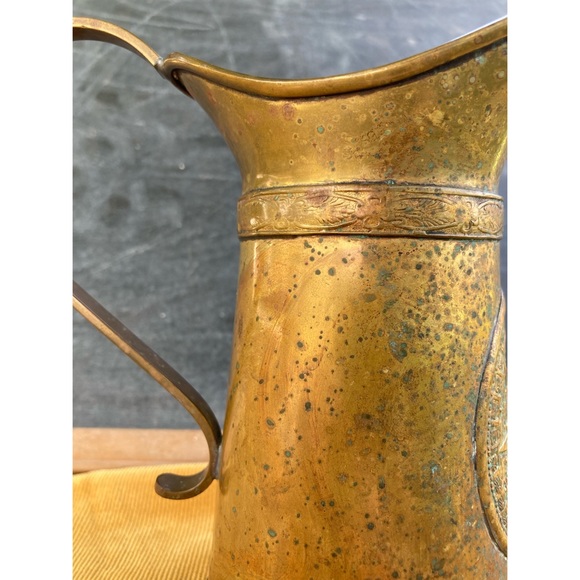 vintage Aztec mayan calendar pitcher vase : brass + copper : handmade - Picture 7 of 17